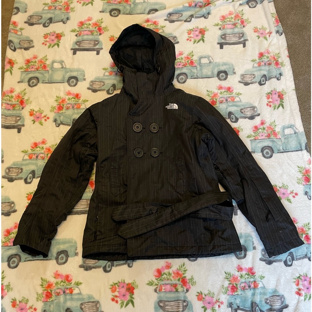 The North Face pen striped waterproof jacket.